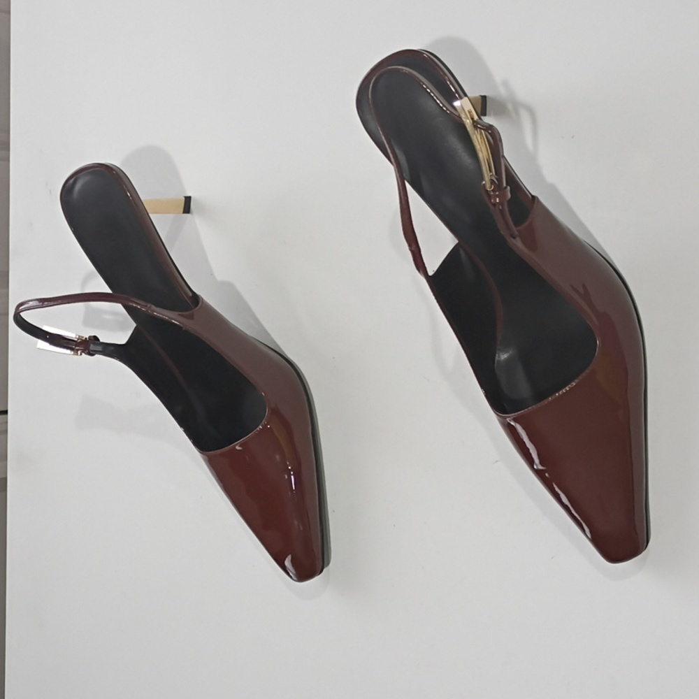 Iiimmu Chic Brown Slingback Heels Size 10 - Picture 13 of 14